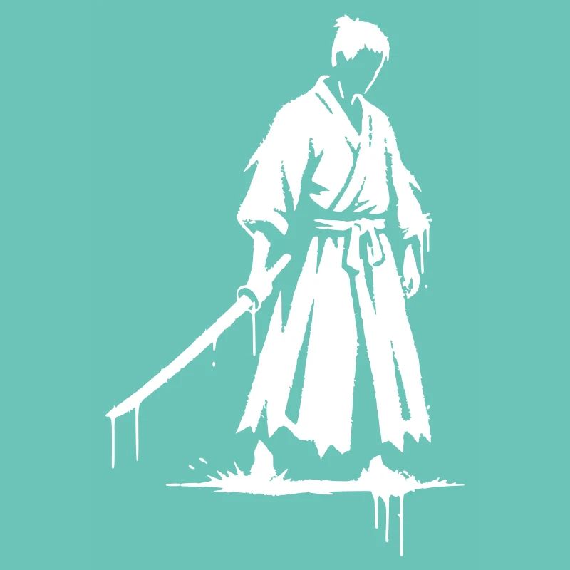 Sad ronin samurai warrior graffiti