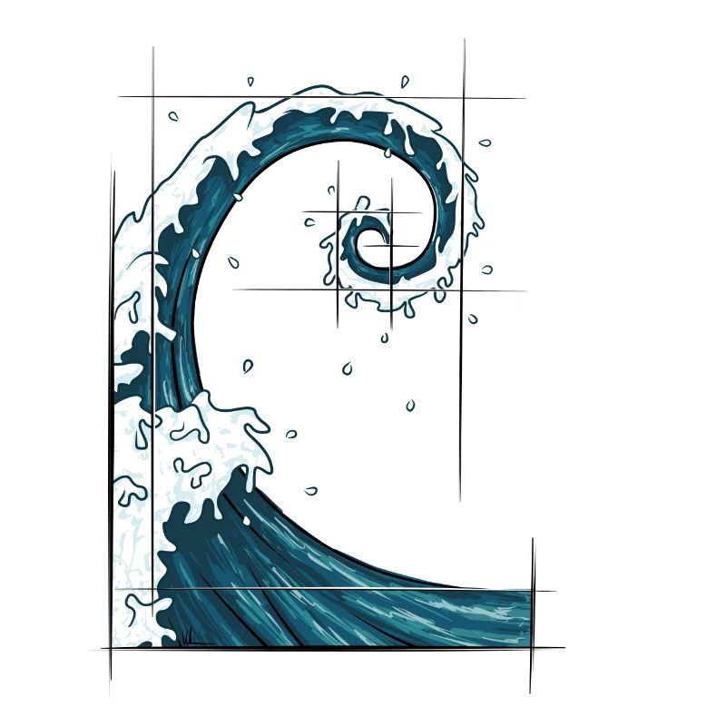 Fibonacci Spiral Golden Ratio Surfer Wave