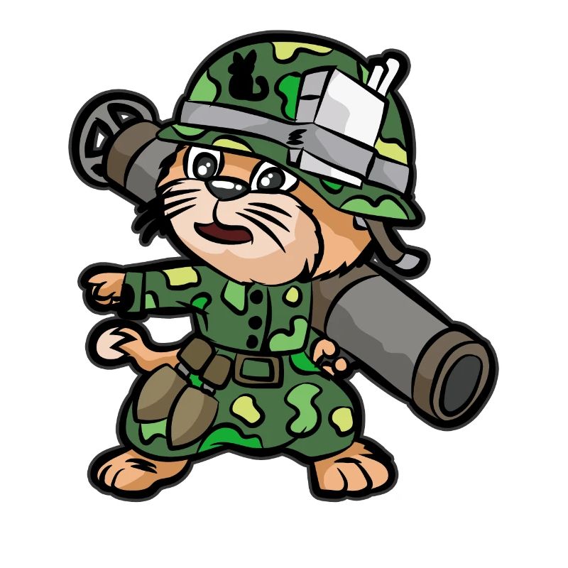 Cat with Bazooka Panzerfaust Soldier Soldier