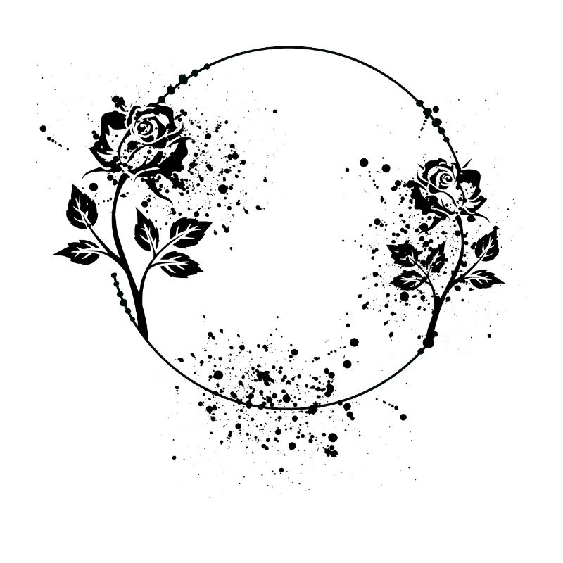 Round rose frame with color spots