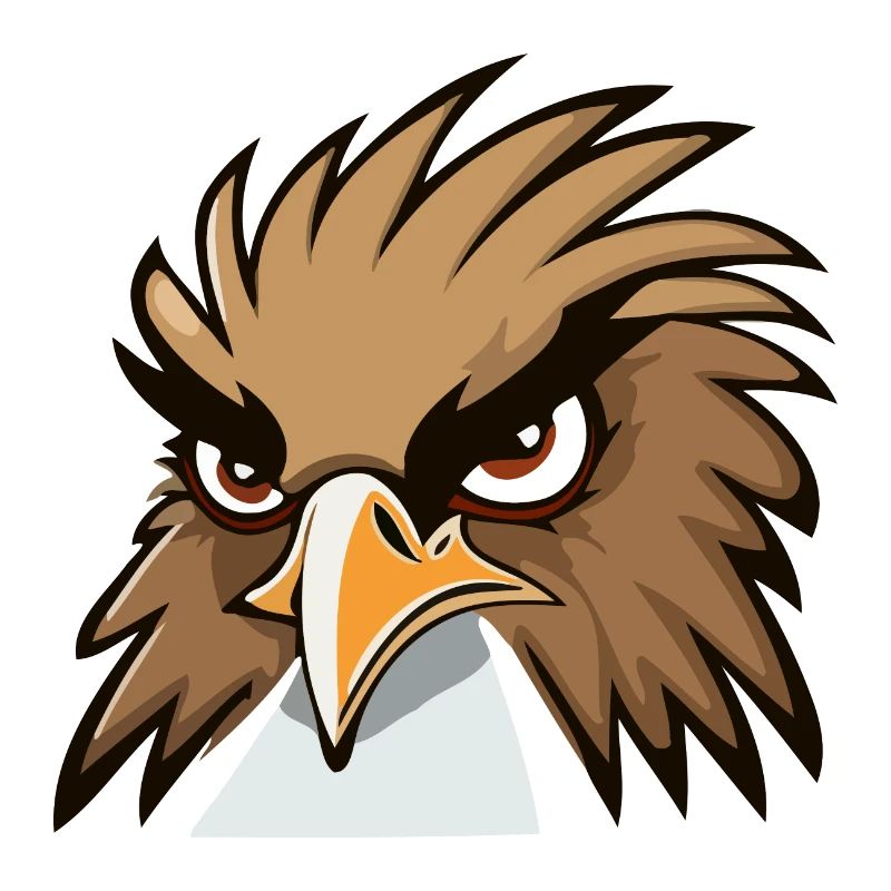 Funny Eagle Head Cartoon Illustration