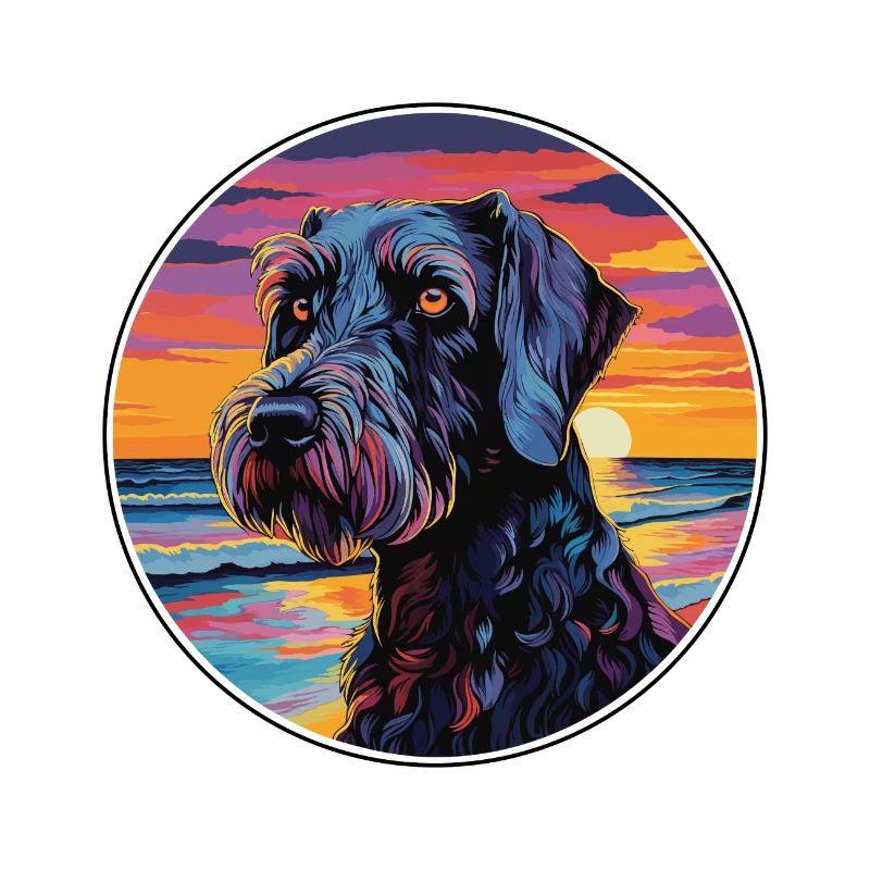 Schnauzer géant race de chien coloré dessin animé Waterco