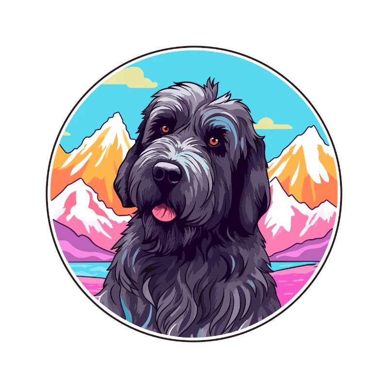 Schwarzer russischer Terrier Hunderasse Cartoon Kawaii Wat