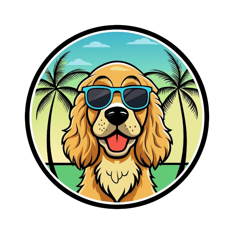 Englischer Cocker Spaniel Hunderasse Cartoon Beach
