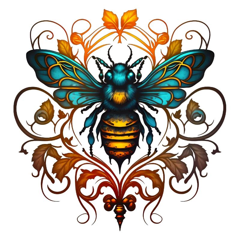 Bee, Bumblebee, Insect, Floral, Pattern, Ornaments