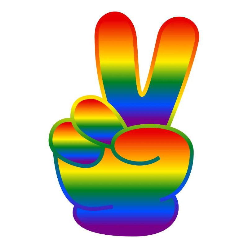 Rainbow Hand Peace Sign