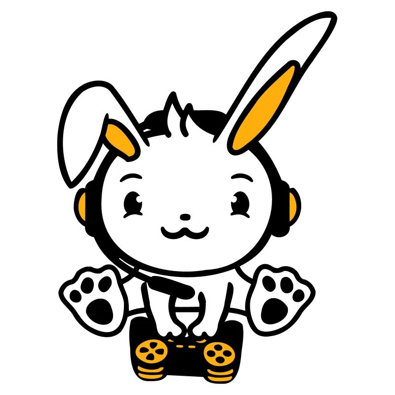 Hase spielt Controller Konsole Headset Gamer Nerd