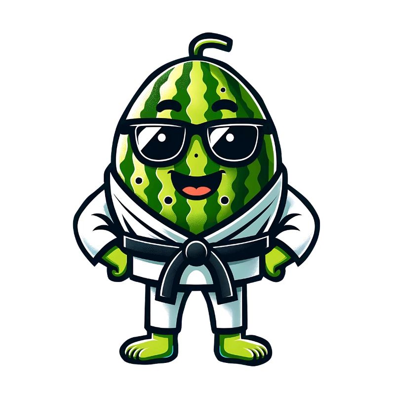Karate Wassermelone mit Brille im Gi