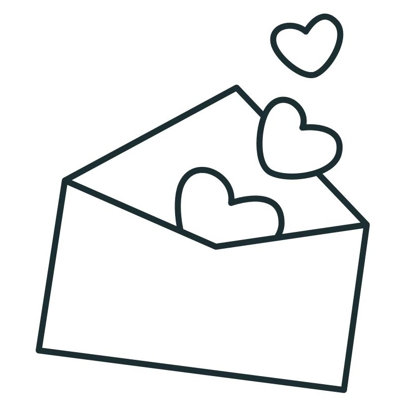 enveloppe avec des cœurs