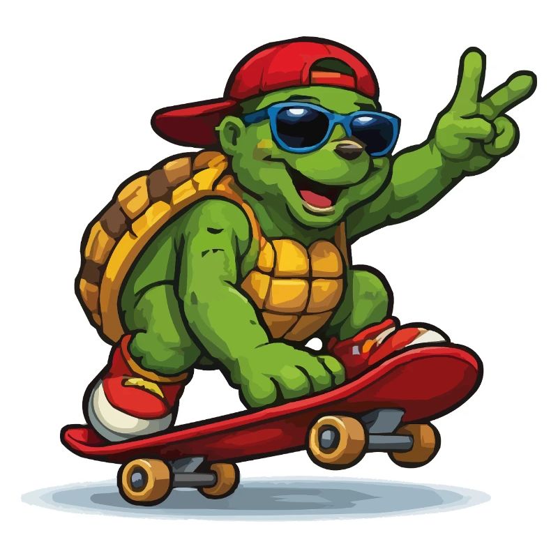 Turtle on skateboard with style