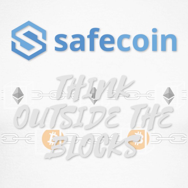 SafeCoin; Think Outside the Blocks (blue + white)