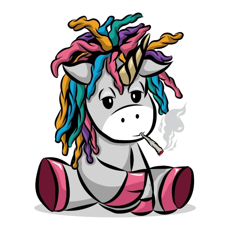 Kiffendes Einhorn mit Joint