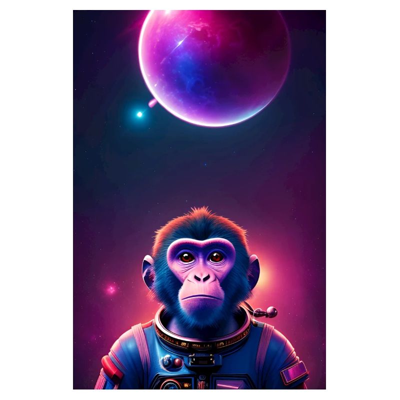 Space Monkey Graphic - Cool Synthwave Astronaut