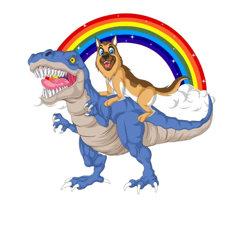 German Shepherd Dinosaur Ride