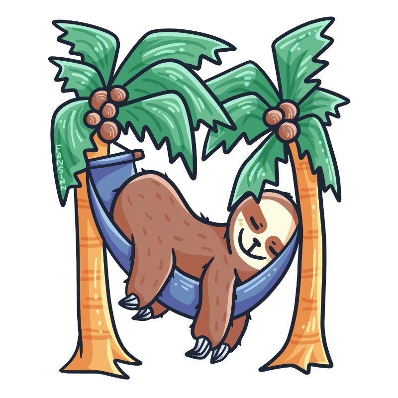 sleeping sloth in the hammock on palm trees