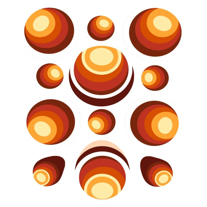 Retro ball 70s pattern orange brown