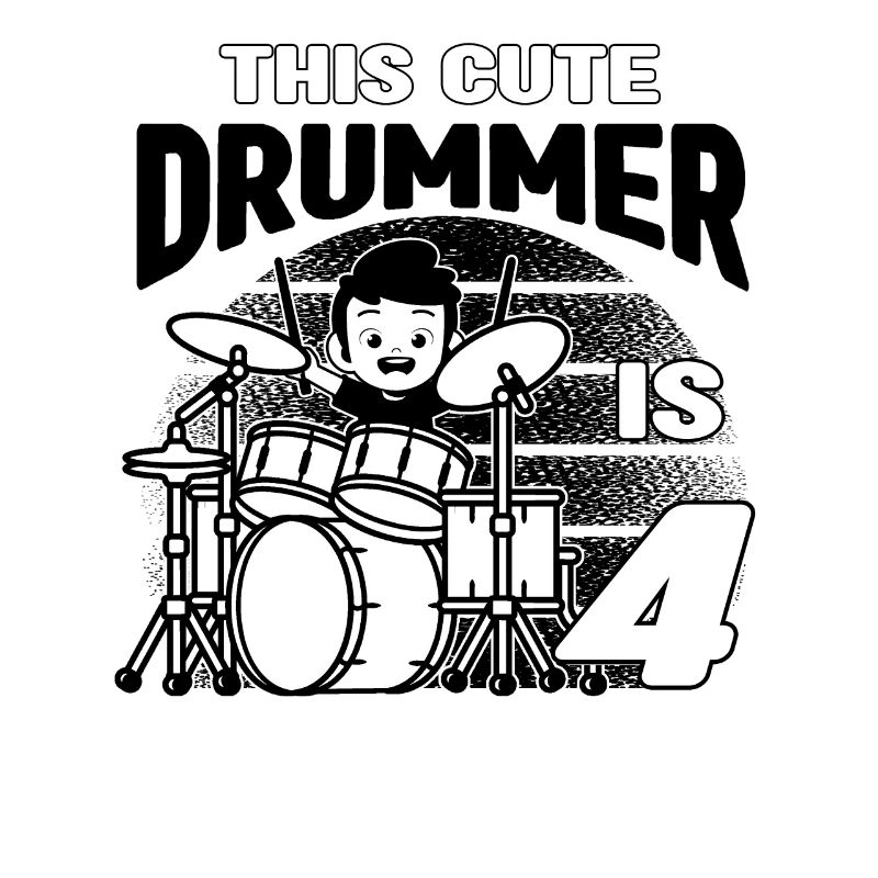 This Cute Drummer Is 4 Years Old - Birthday Drumme