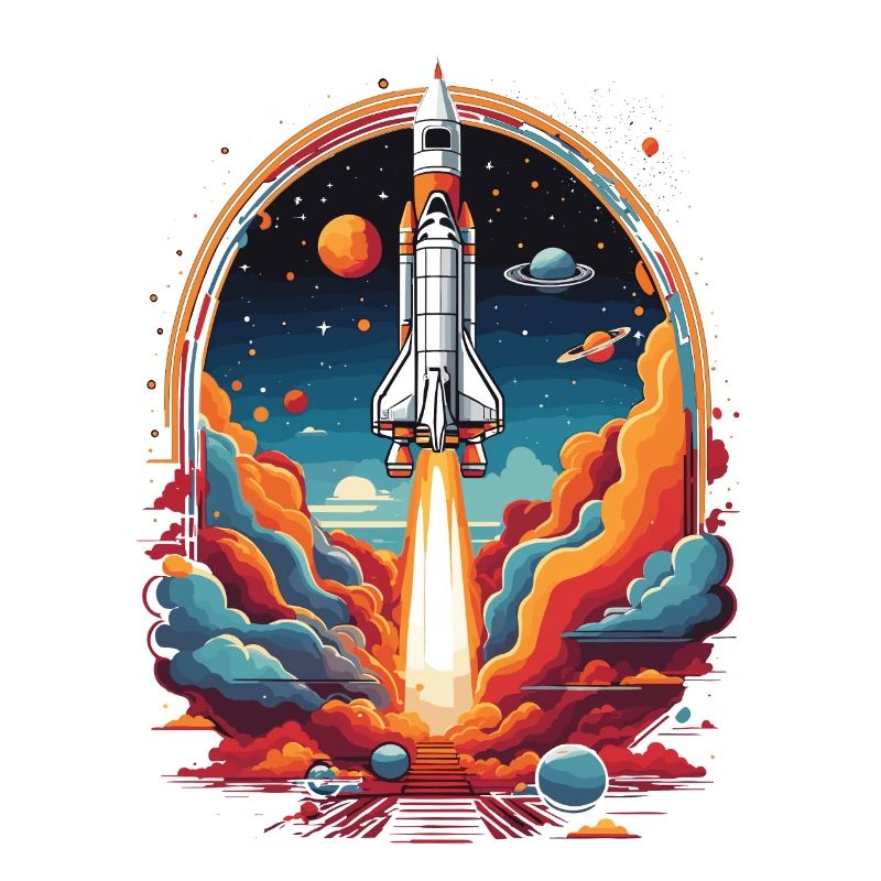 Astronaut Rocket Launch Space Cartoon Rocket
