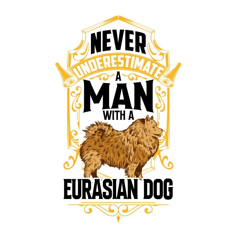 Mann mit Eurasier Eurasian Spitz
