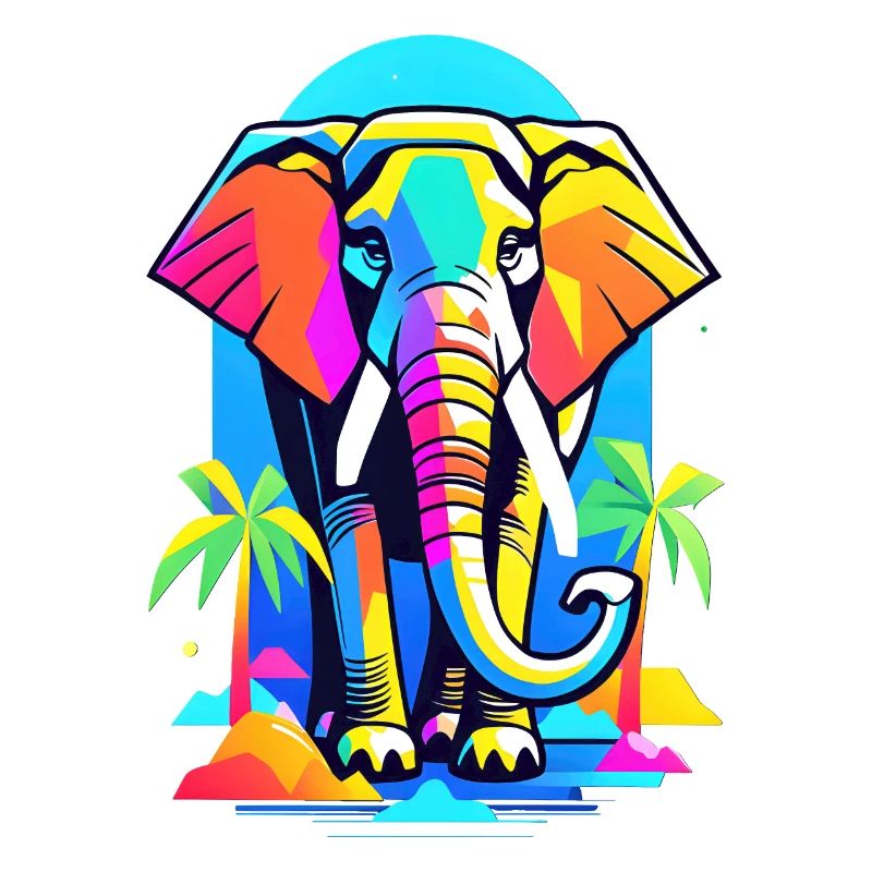 Éléphant coloré dans la conception de l’arc-en-ciel de la jungle
