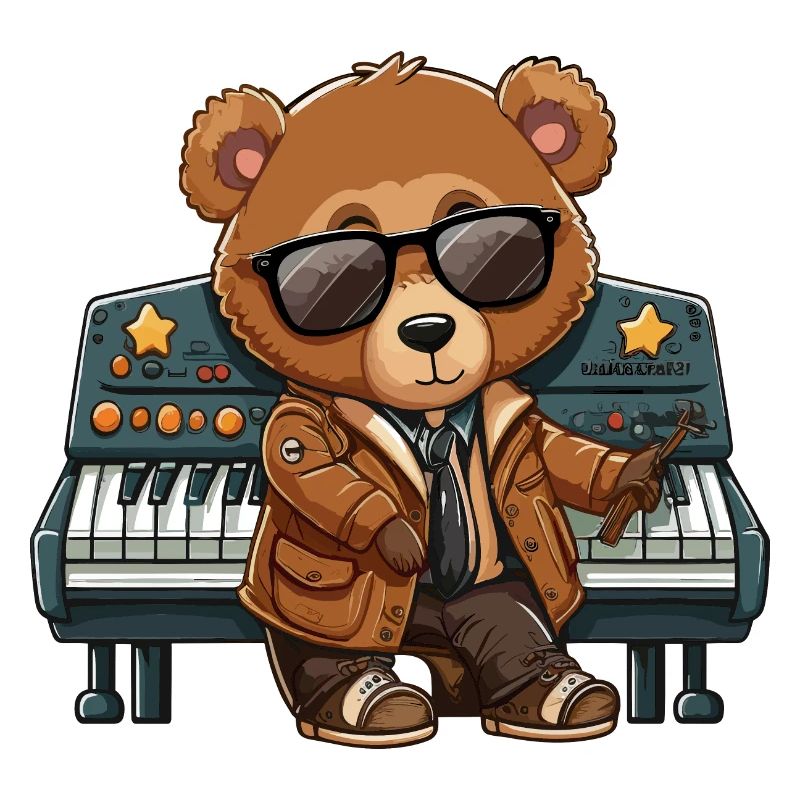 Funky Keys: Ein Klavier spielender Bär mit Attitüde