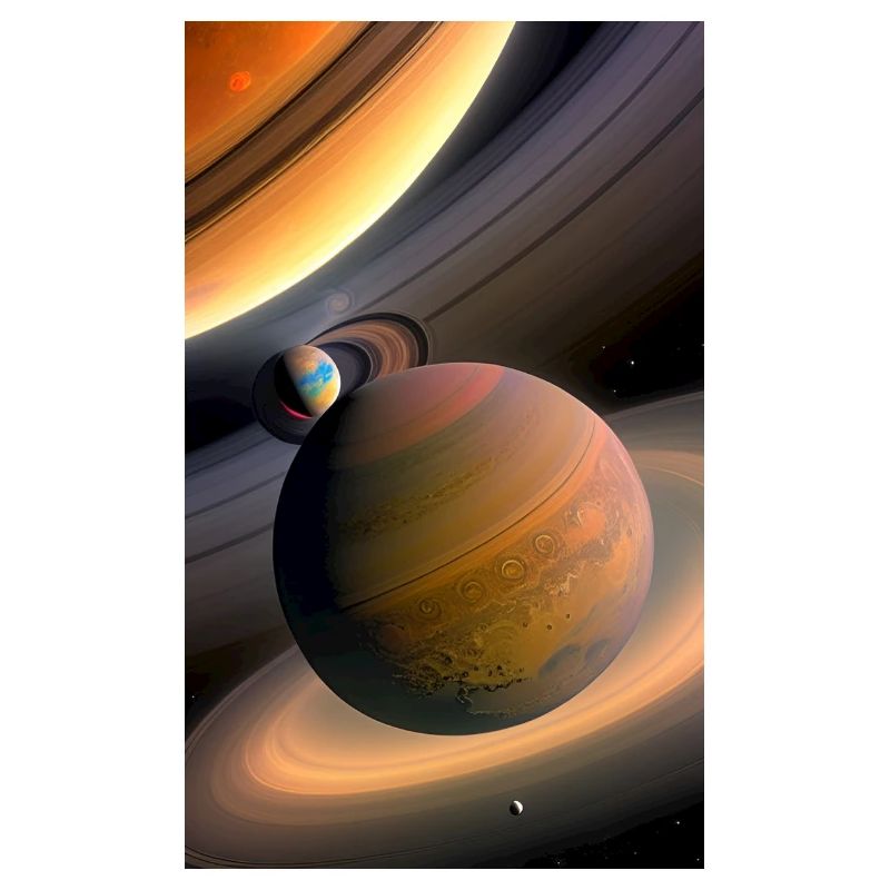 Celestial Ringed Planets Artwork