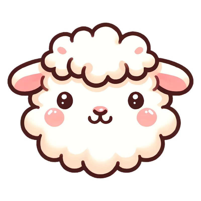 Conception de dessin animé mignon moelleux de visage de mouton