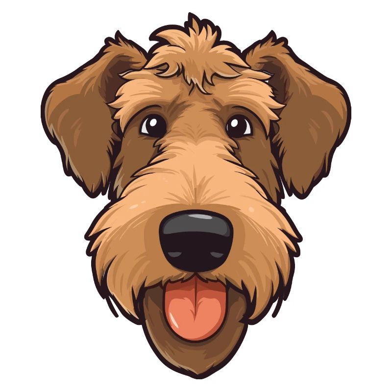 Airedale Terrier Kopf: Comic Cartoon Hunde Liebe