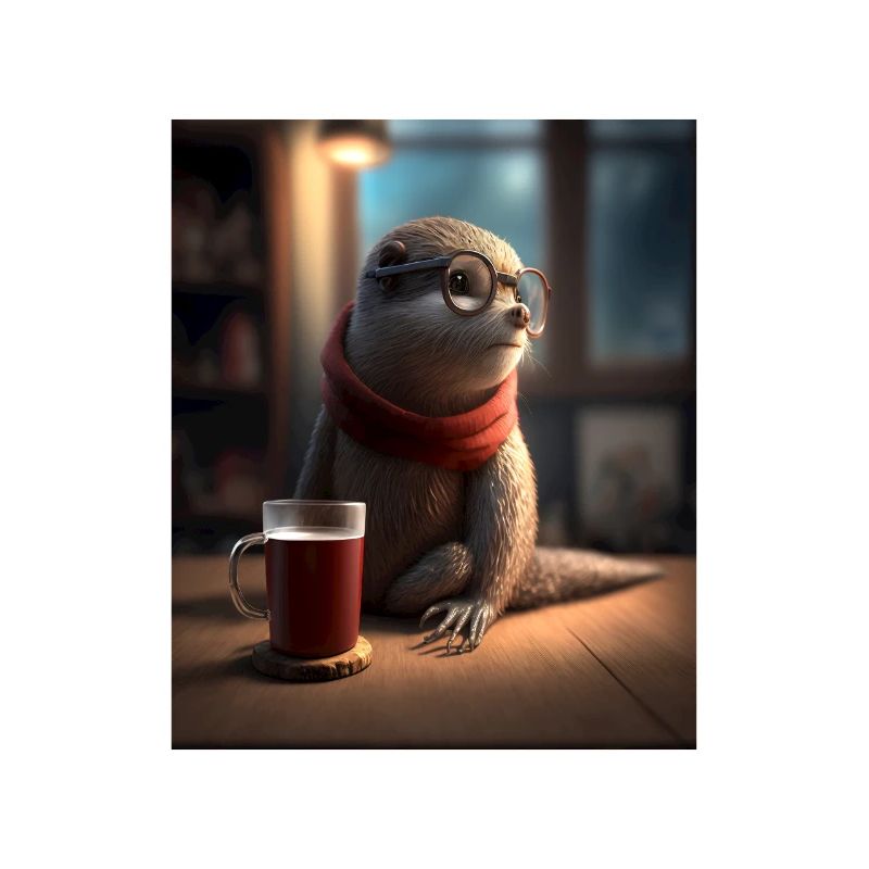 Otter Lovers Nerd Otter Drinking Coffee