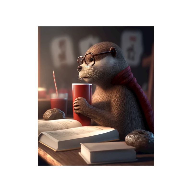 Otter Lovers Nerd Otter Drinking Coffee