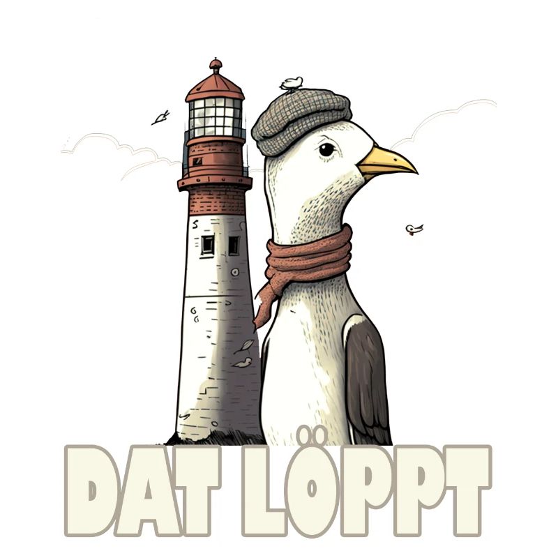 Dat Löppt Möwe Leuchtturm Meer Plattdeutsch Norden