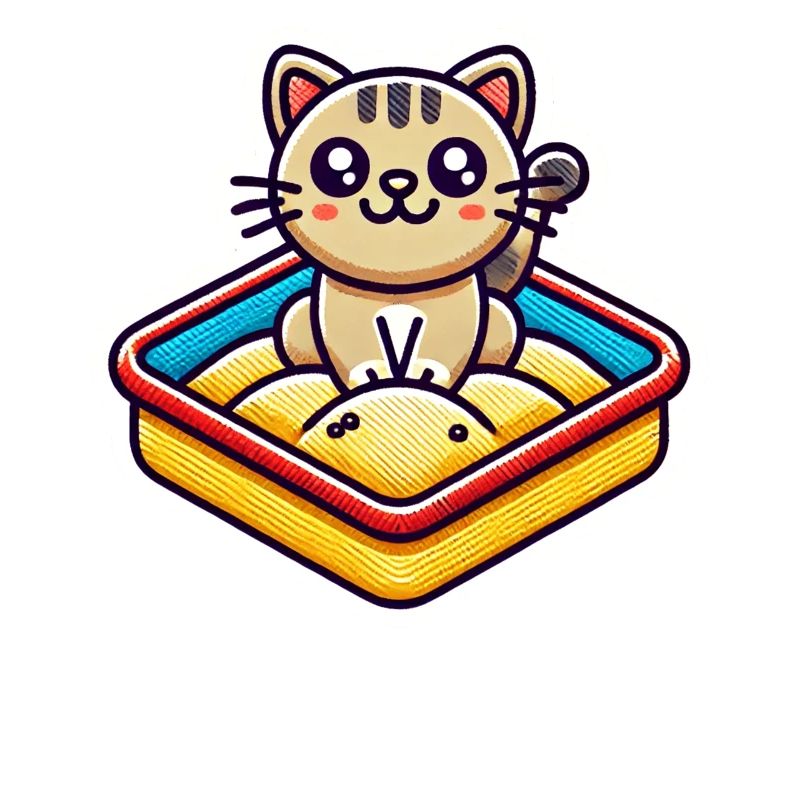 Chat mignon assis dans le bac à sable Style Patch