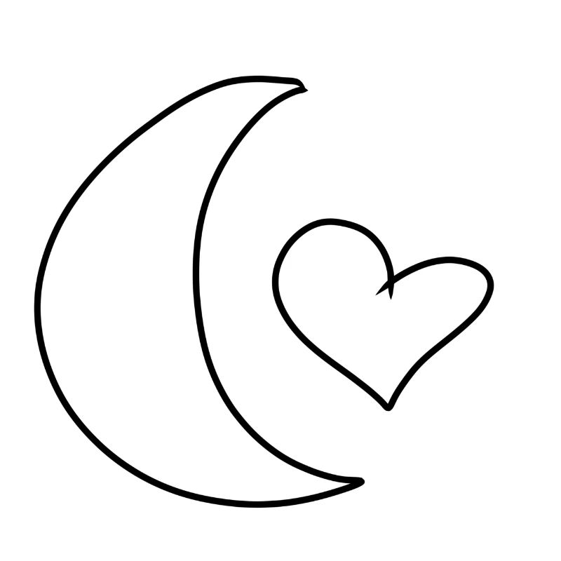 moon symbol shape heart