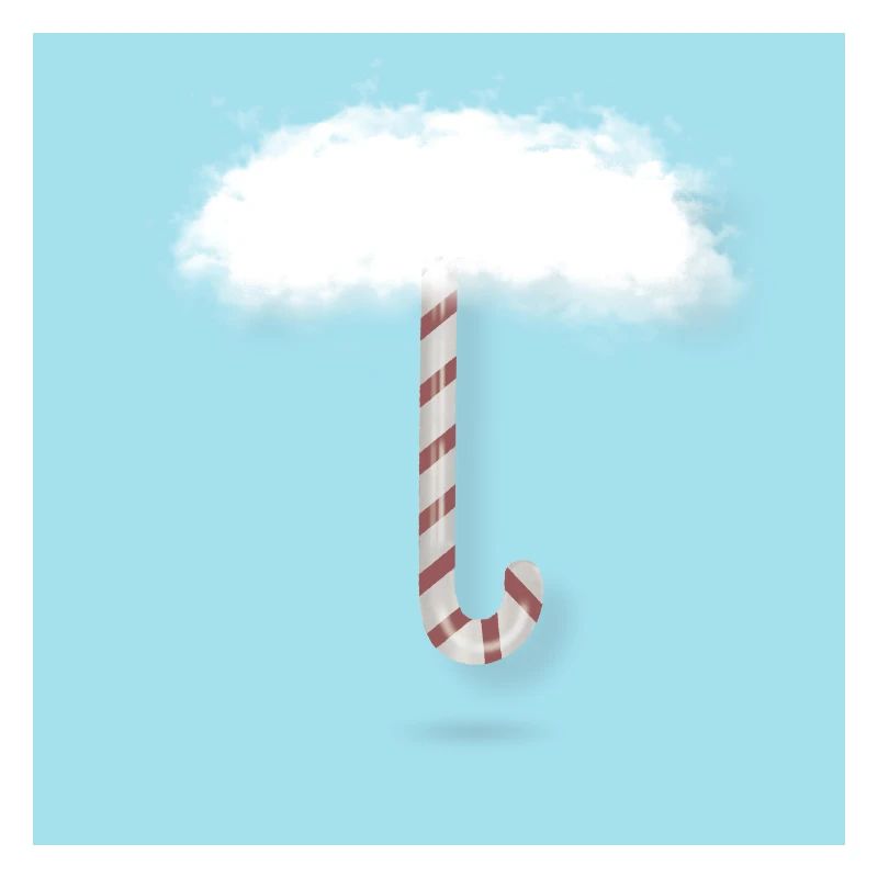 Candy Cane with Clouds