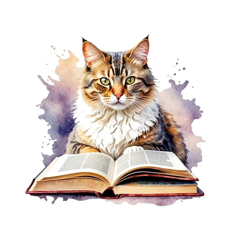 Cat with book