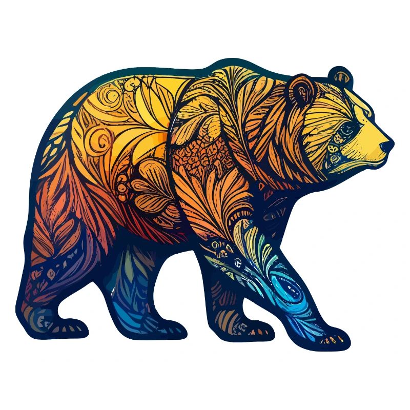 Bear with colored pattern