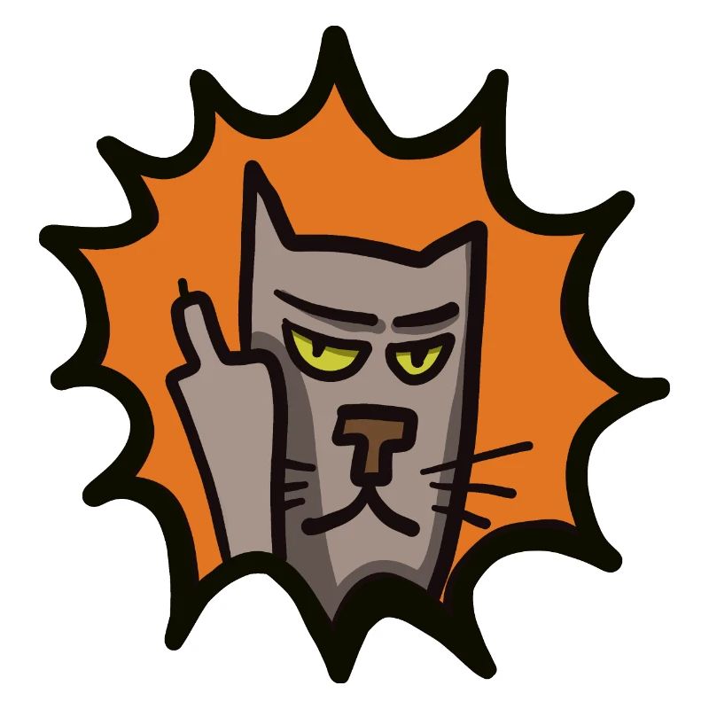 grim cat shows middle finger