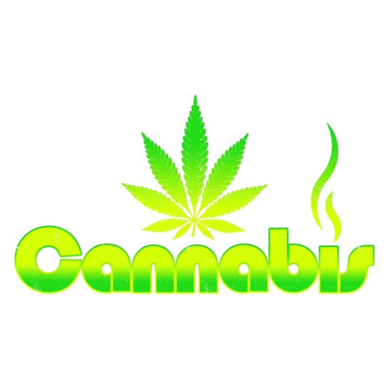 Vibrant Cannabis Leaf Emblem on Green Gradient