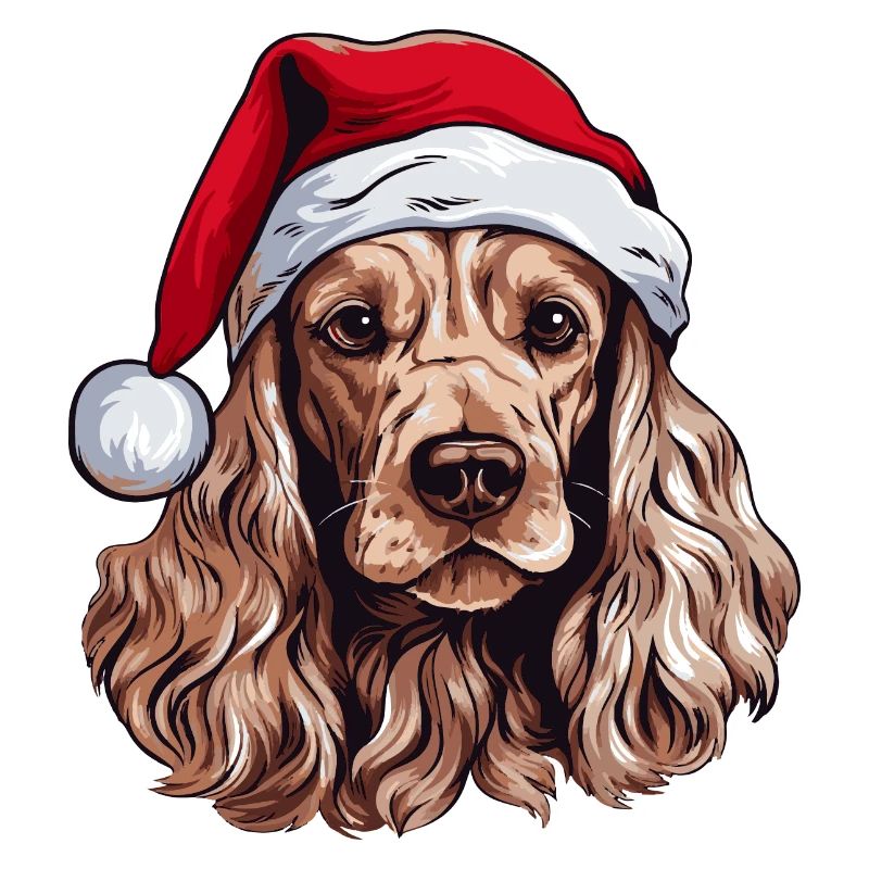 Cocker Spaniel Dog Christmas Head