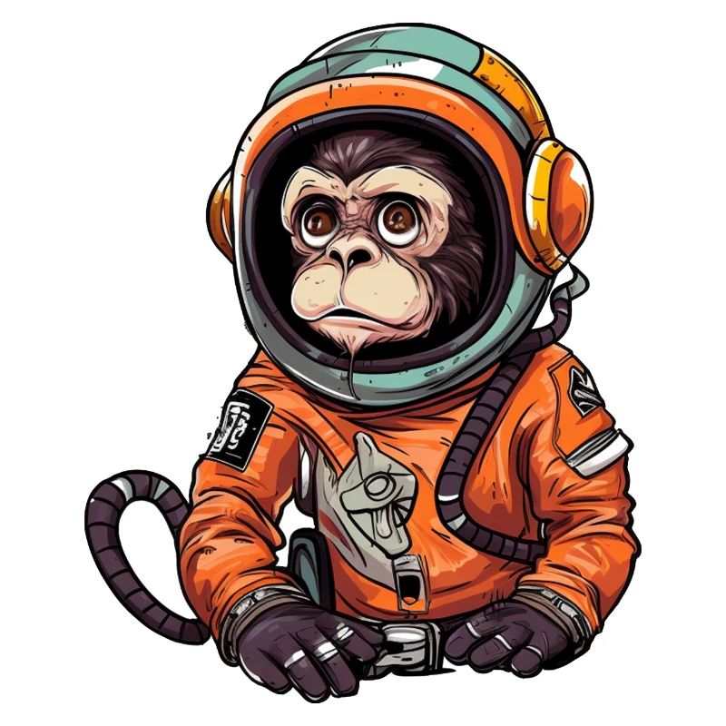 Space Monkey Retro Drawing