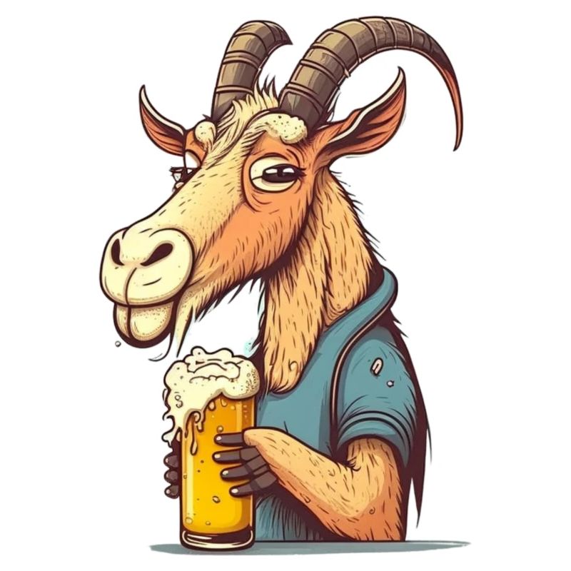 Funny beer drinker, the billy goat