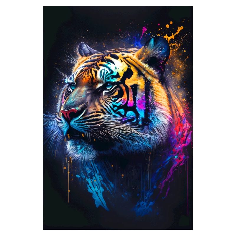 Farbiger Tiger mit Klecksen