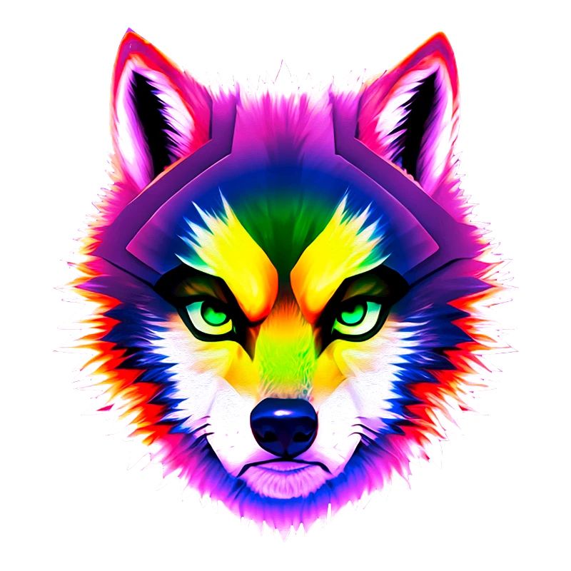 Mystischer Regenbogen Wolf Kopf