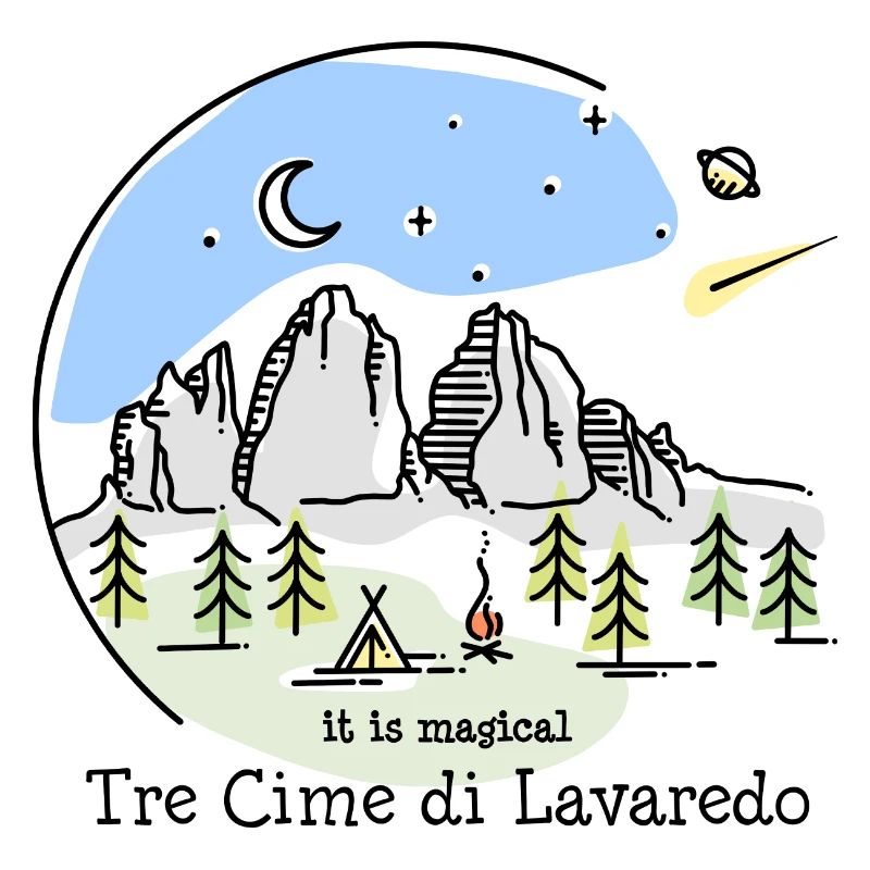 Three Peaks Dolomites E5 Südtirol Line Art
