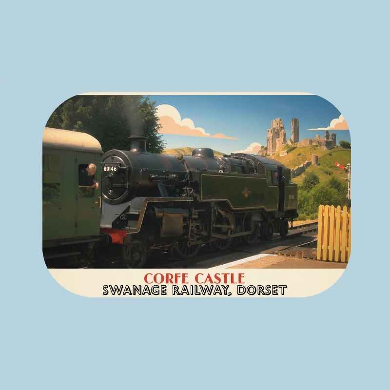 Affiche du train à vapeur du château de Corfe