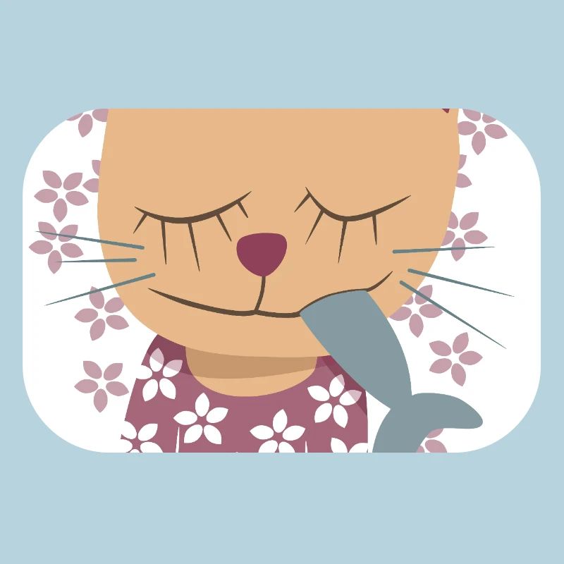 Cat Flowers Poster Spring Nursery Fish