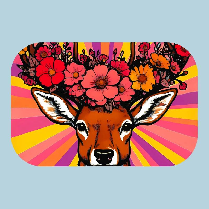 Hirsch mit Blumen