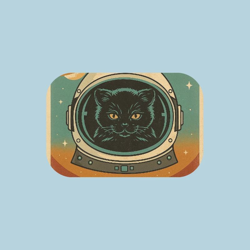 Chat Cosmique – Commandant du Divan | Design rétro