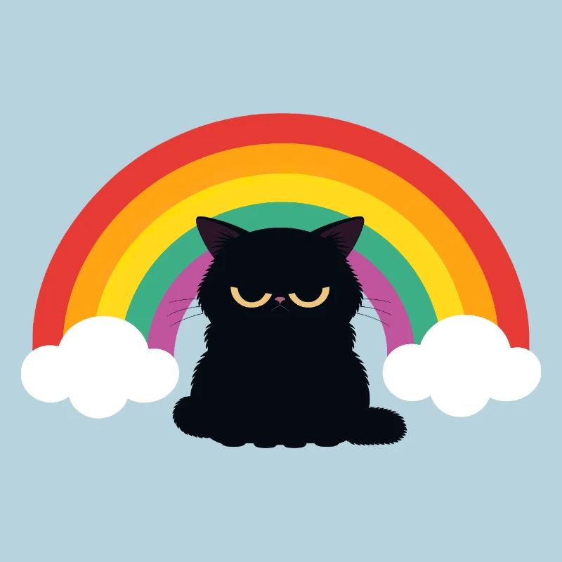 Mürrische Katze unterm Regenbogen