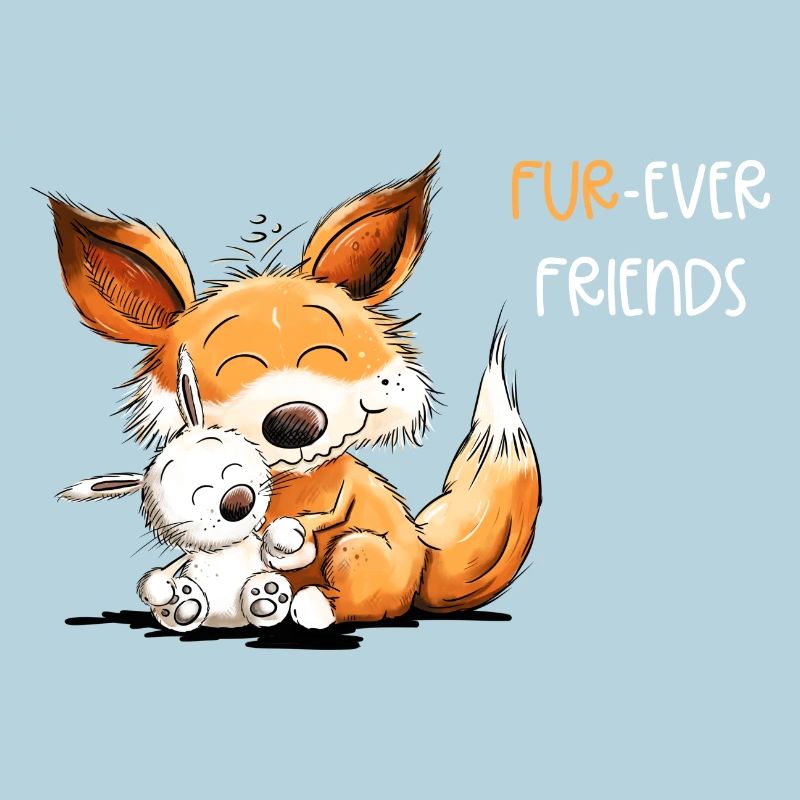 Fox with Rabbit Friendship Saying